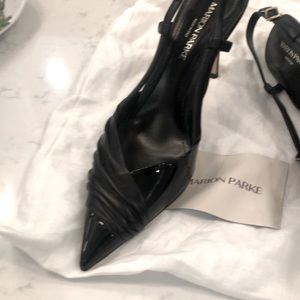 BNWT MARION PARKE BLACK SLING BACK, 39.5 3.5” heel